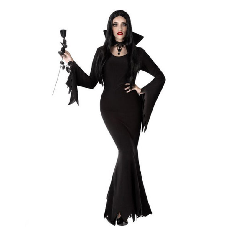 Costume de vampiresse noir pour adulte, robe gothique