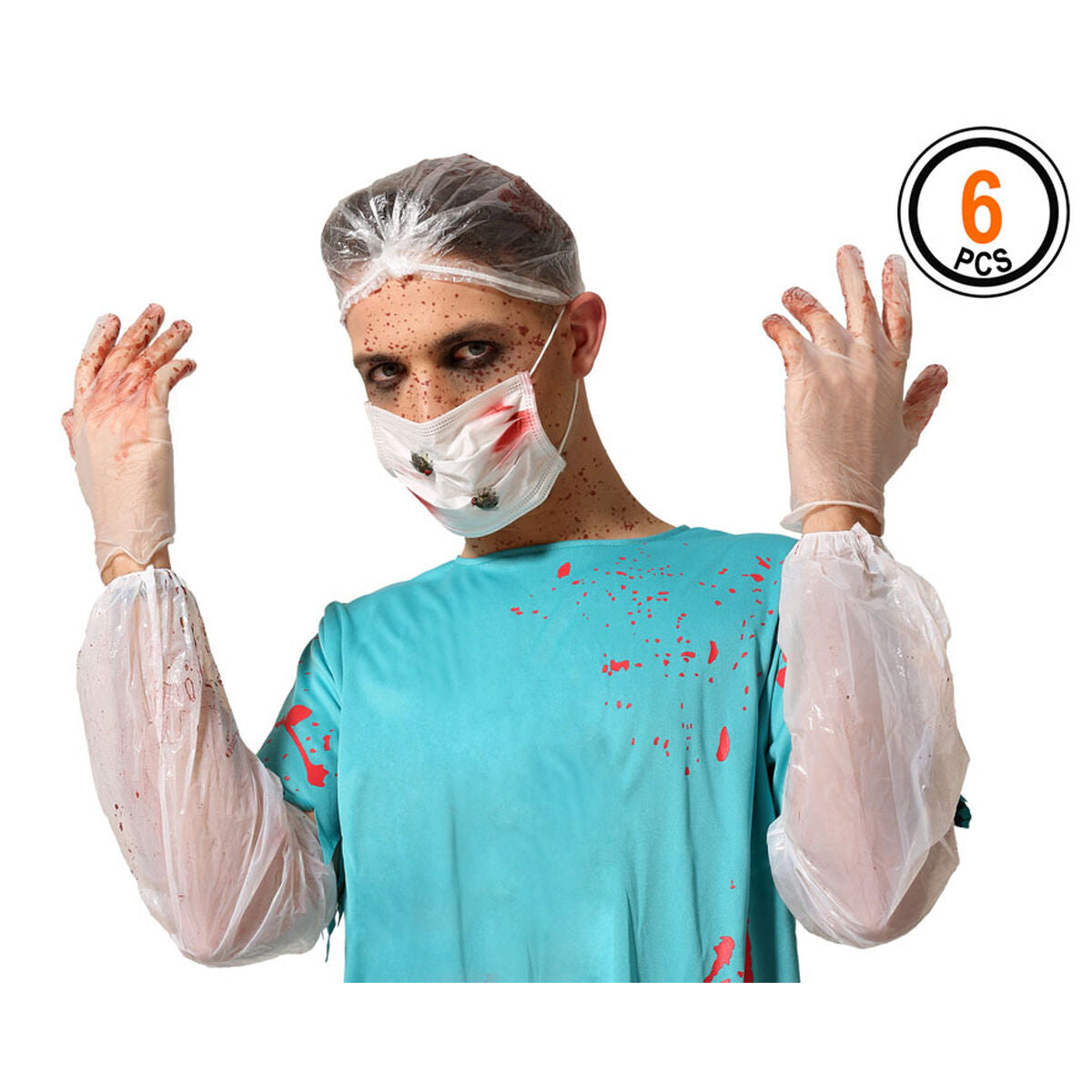 Déguisement docteur sanglant Halloween 6 pièces, badge 6 pièces