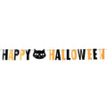 Guirlande bannière Happy Halloween avec chat noir, 180 cm
